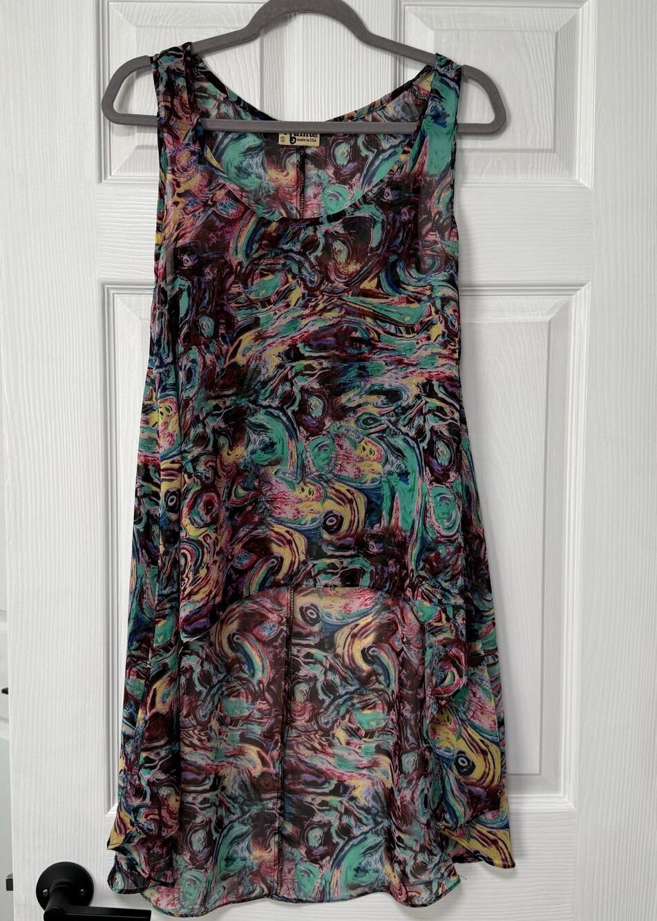 Show Me Your Mumu Women's Abstract Hi-Low Hem Top Size Small